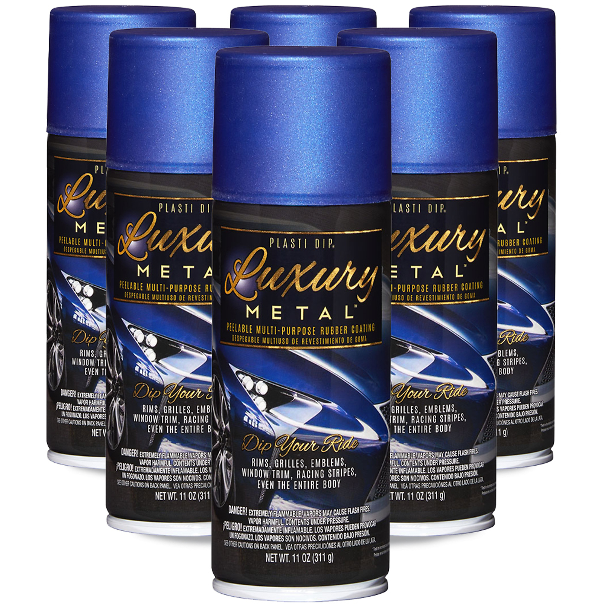 Plasti Dip 11-Oz. Spray — Ultrasonic Blue Metallic, Flexible Protective Rubber Coating, 6 Pk, Model# 11355-6